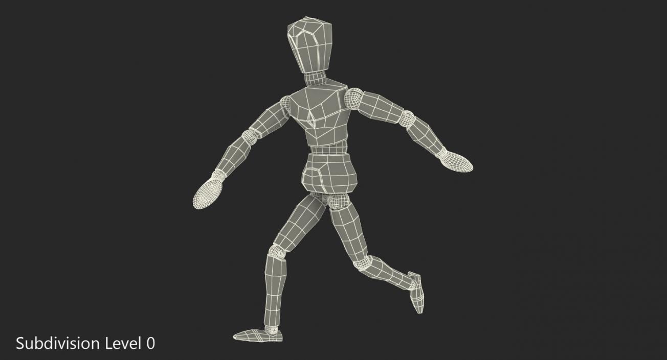 Wooden Dummy Toy Running Pose 3D model