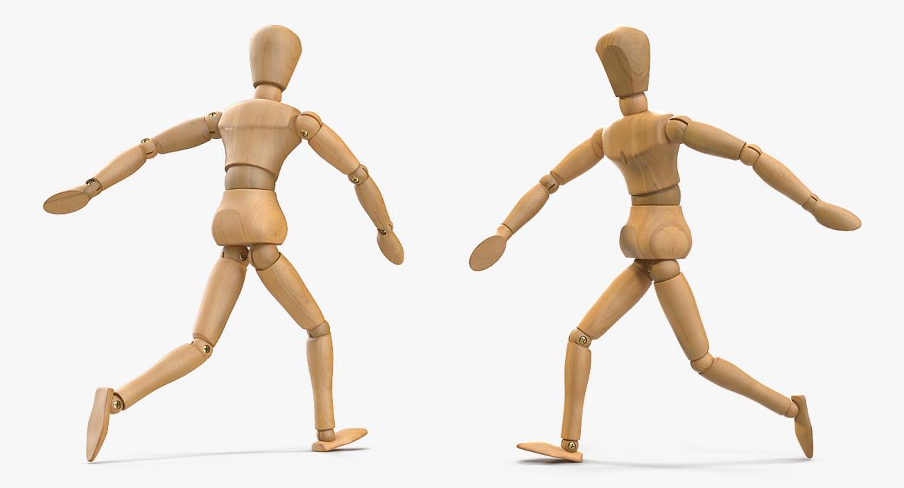 Wooden Dummy Toy Running Pose 3D model