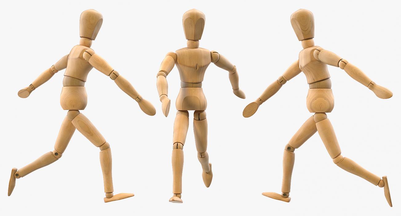 Wooden Dummy Toy Running Pose 3D model