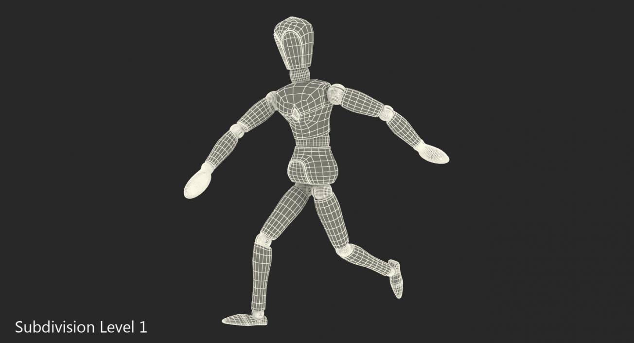 Wooden Dummy Toy Running Pose 3D model