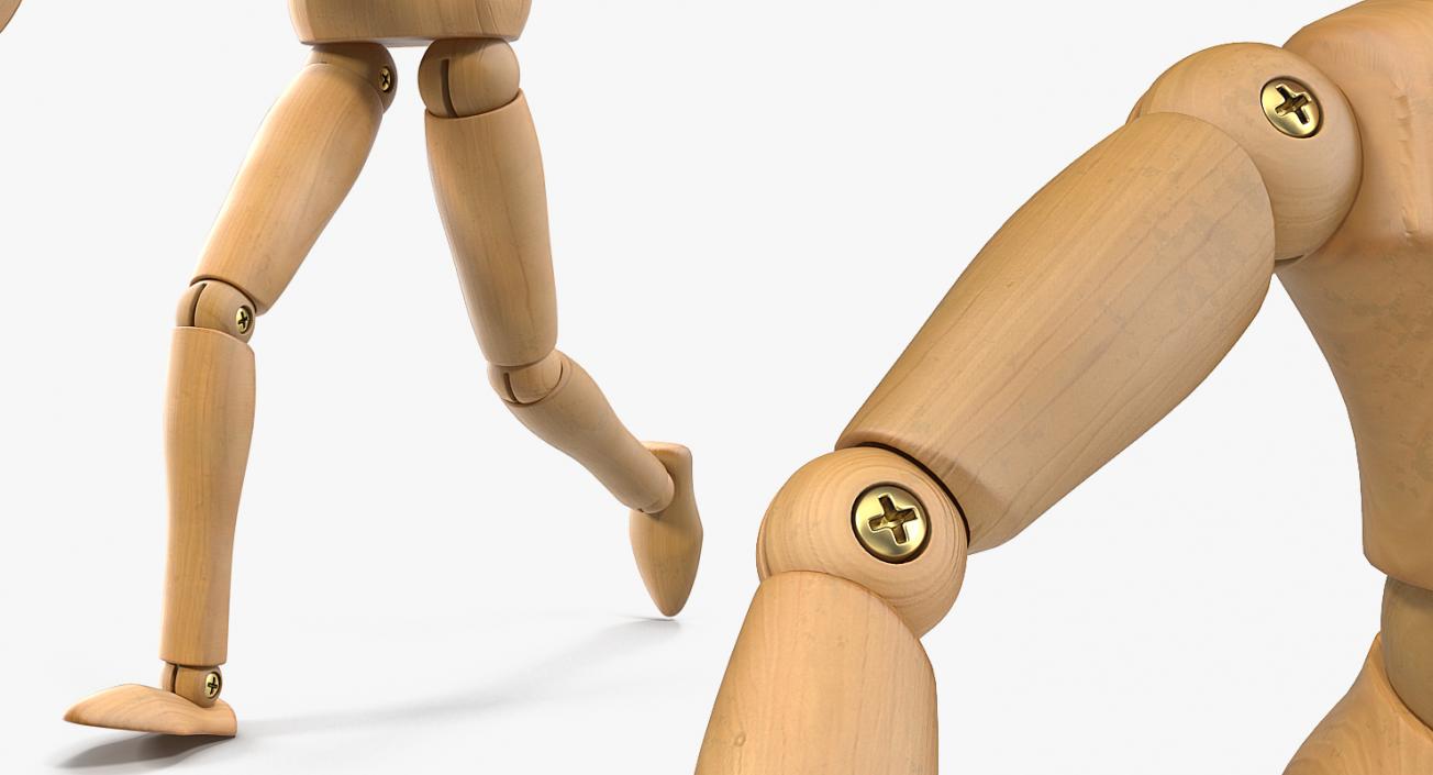 Wooden Dummy Toy Running Pose 3D model