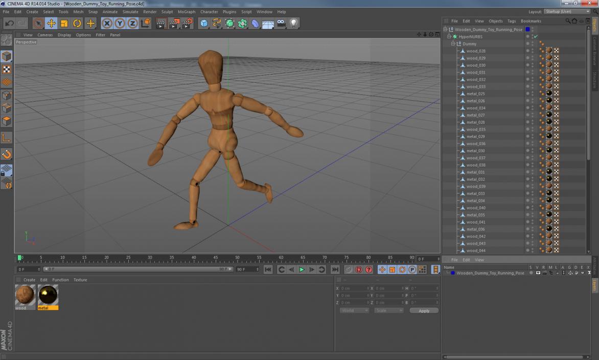 Wooden Dummy Toy Running Pose 3D model