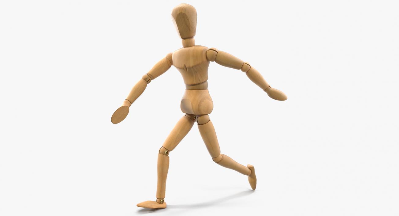 Wooden Dummy Toy Running Pose 3D model