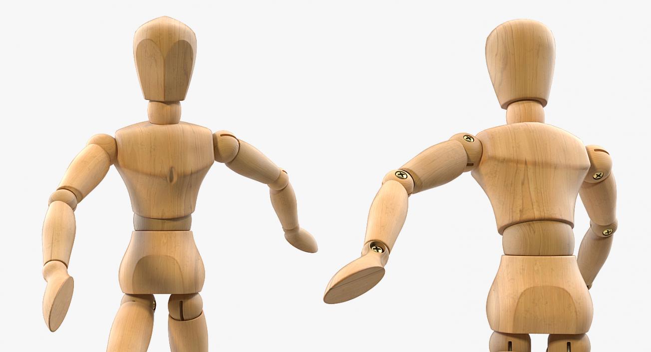 Wooden Dummy Toy Running Pose 3D model