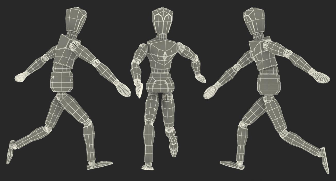 Wooden Dummy Toy Running Pose 3D model