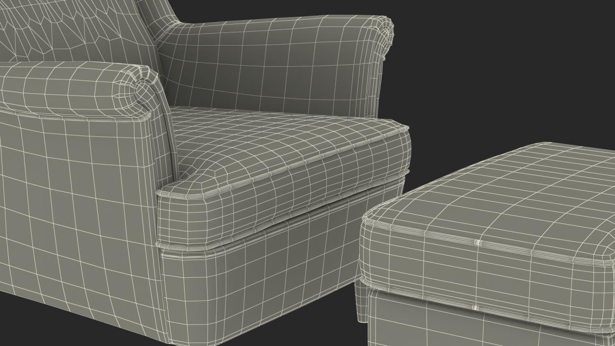 3D model Strandmon Grey Wing Chair with Puff