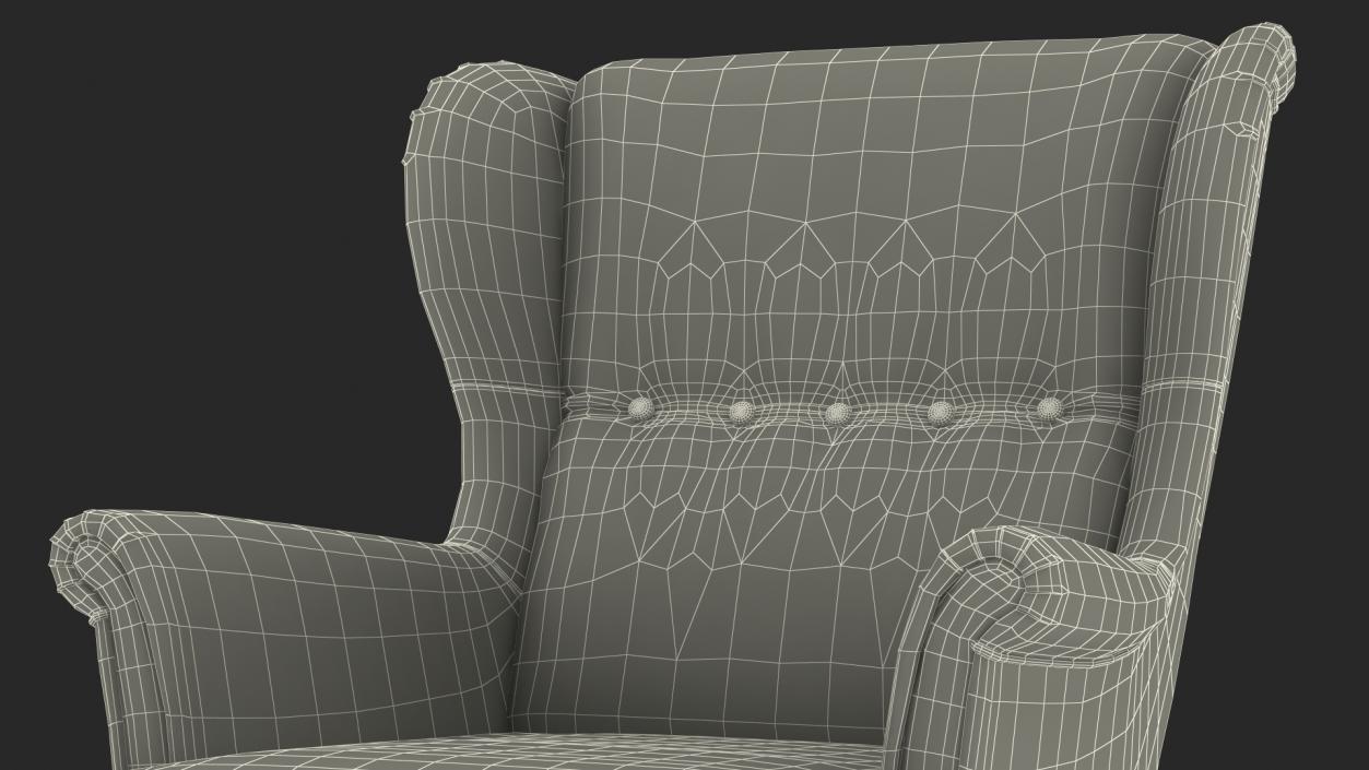 3D model Strandmon Grey Wing Chair with Puff