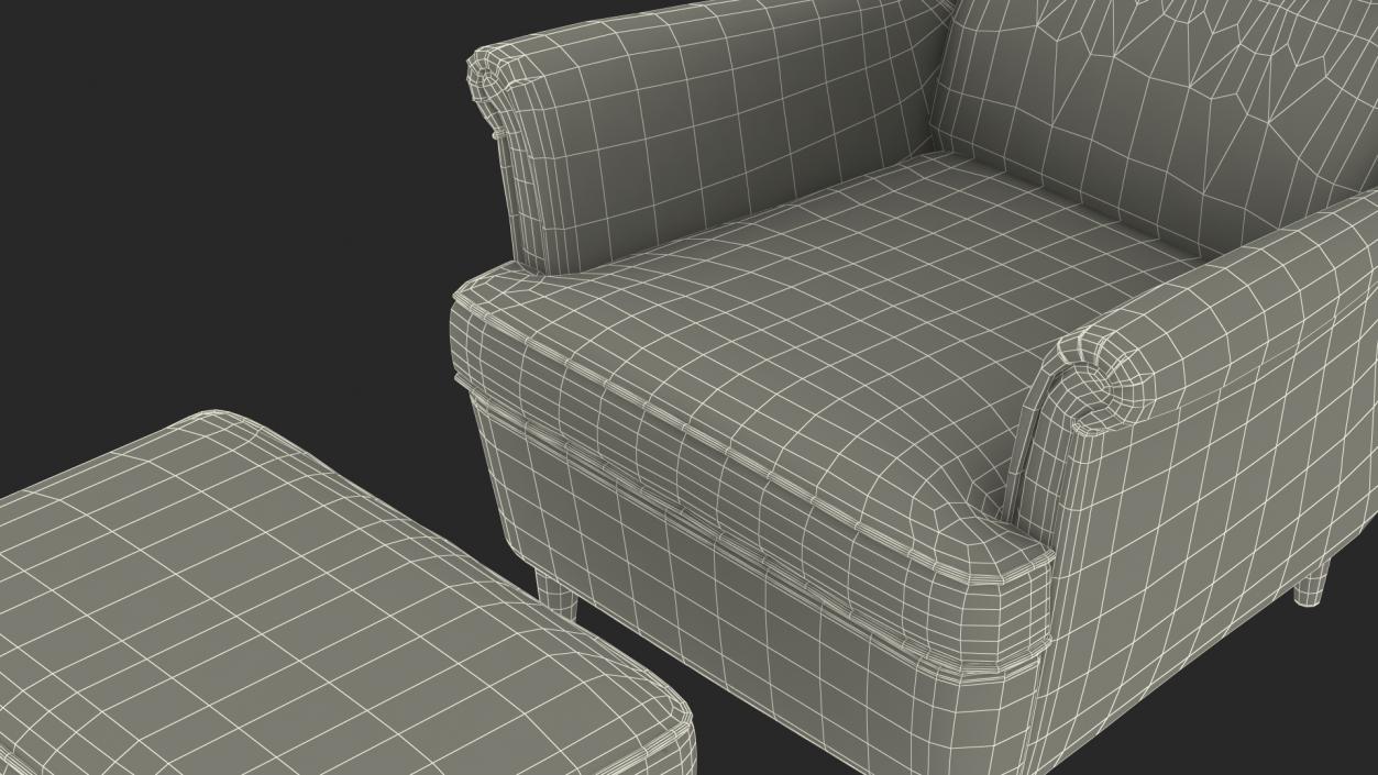 3D model Strandmon Grey Wing Chair with Puff