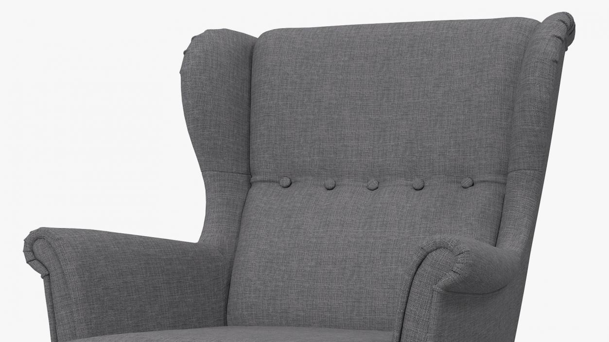 3D model Strandmon Grey Wing Chair with Puff