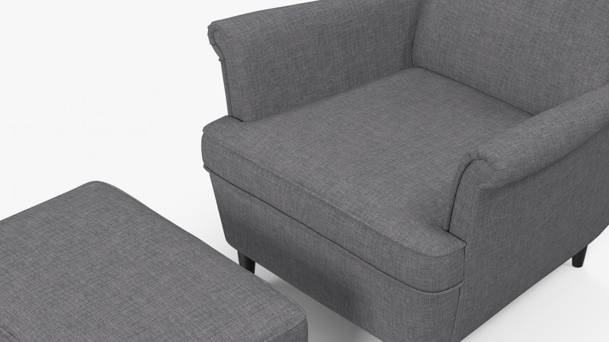 3D model Strandmon Grey Wing Chair with Puff