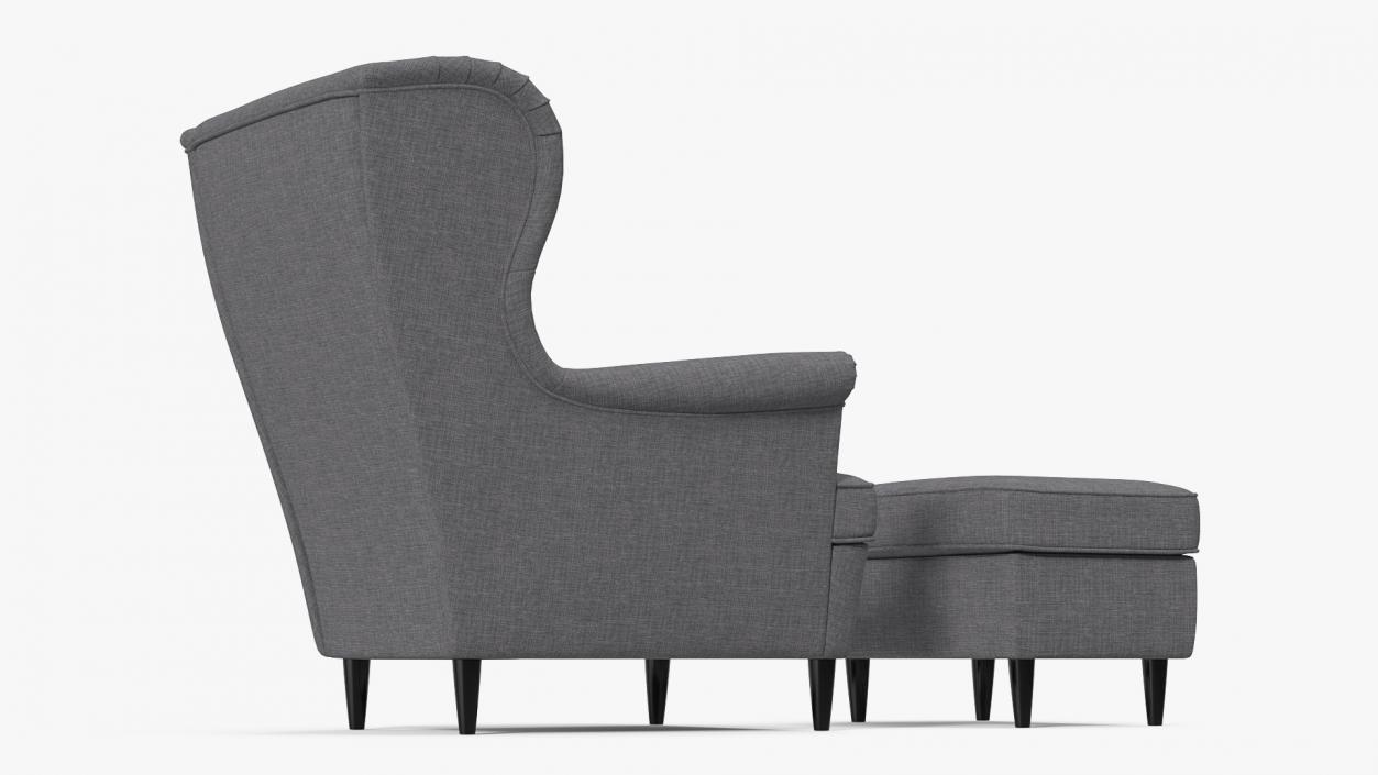 3D model Strandmon Grey Wing Chair with Puff