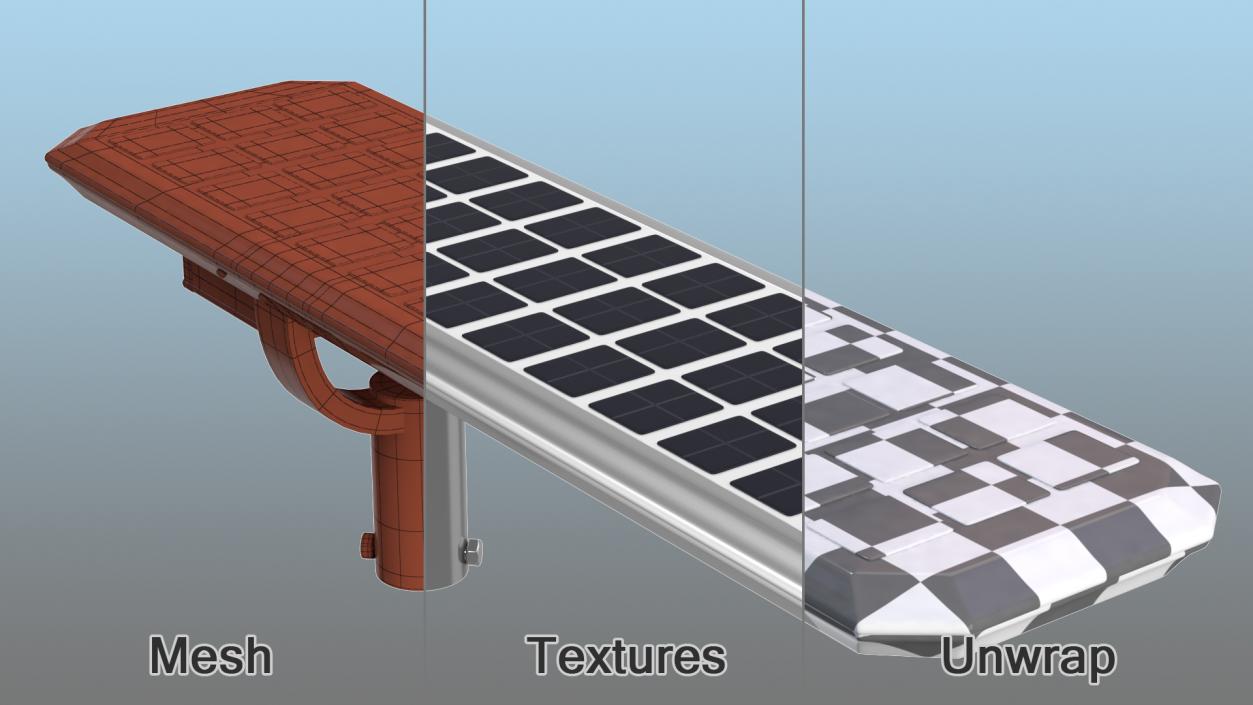 3D LED Street Light with Solar Panel model