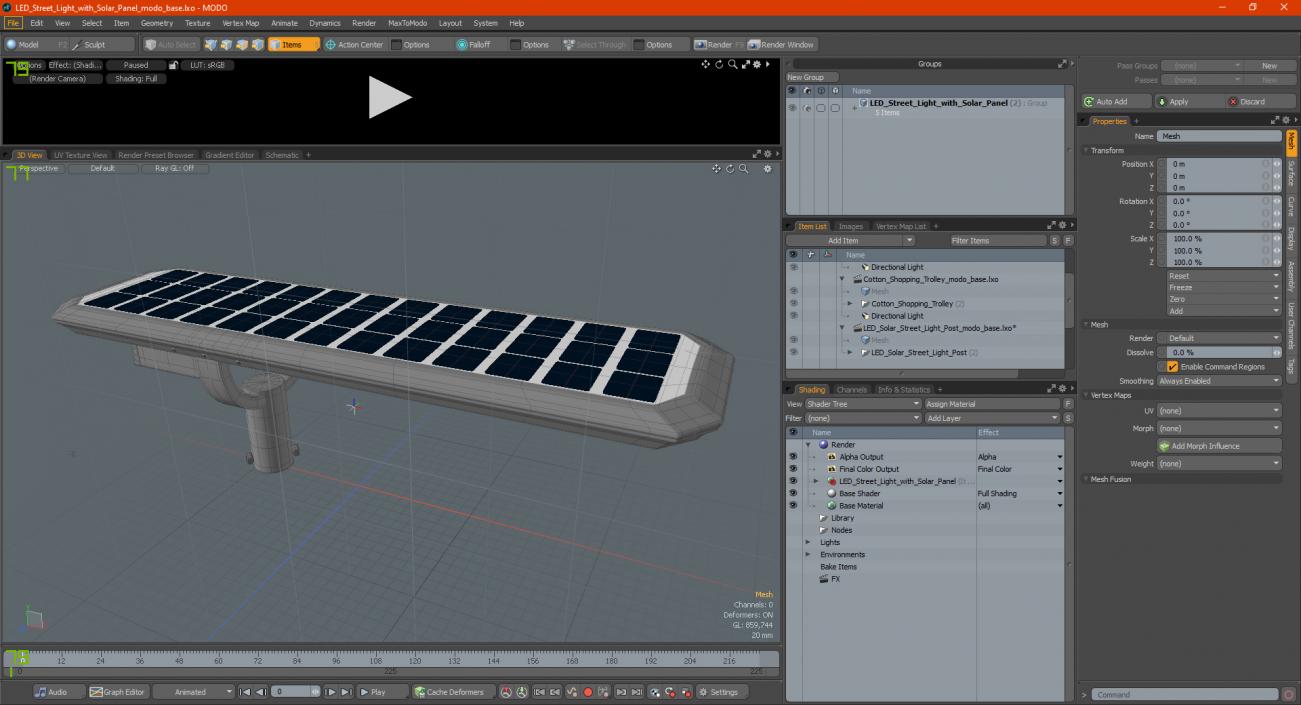 3D LED Street Light with Solar Panel model