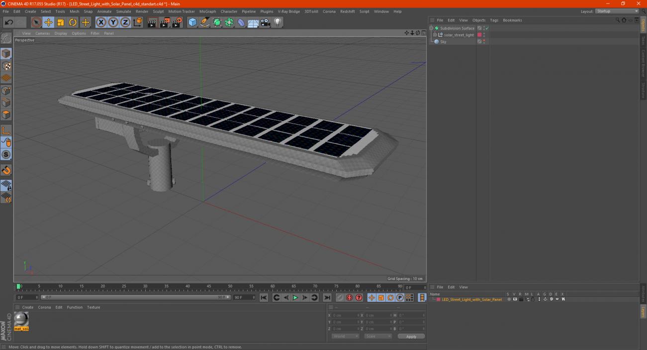 3D LED Street Light with Solar Panel model