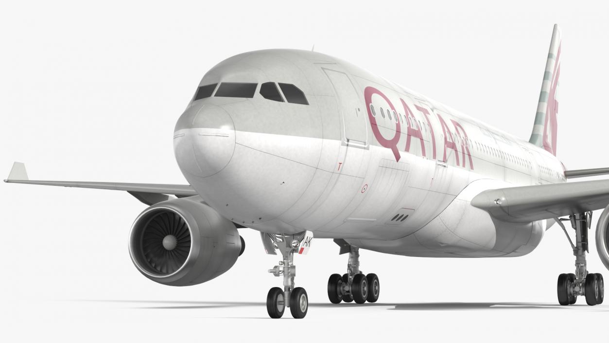 3D Airbus A330-200 Qatar Airways Rigged