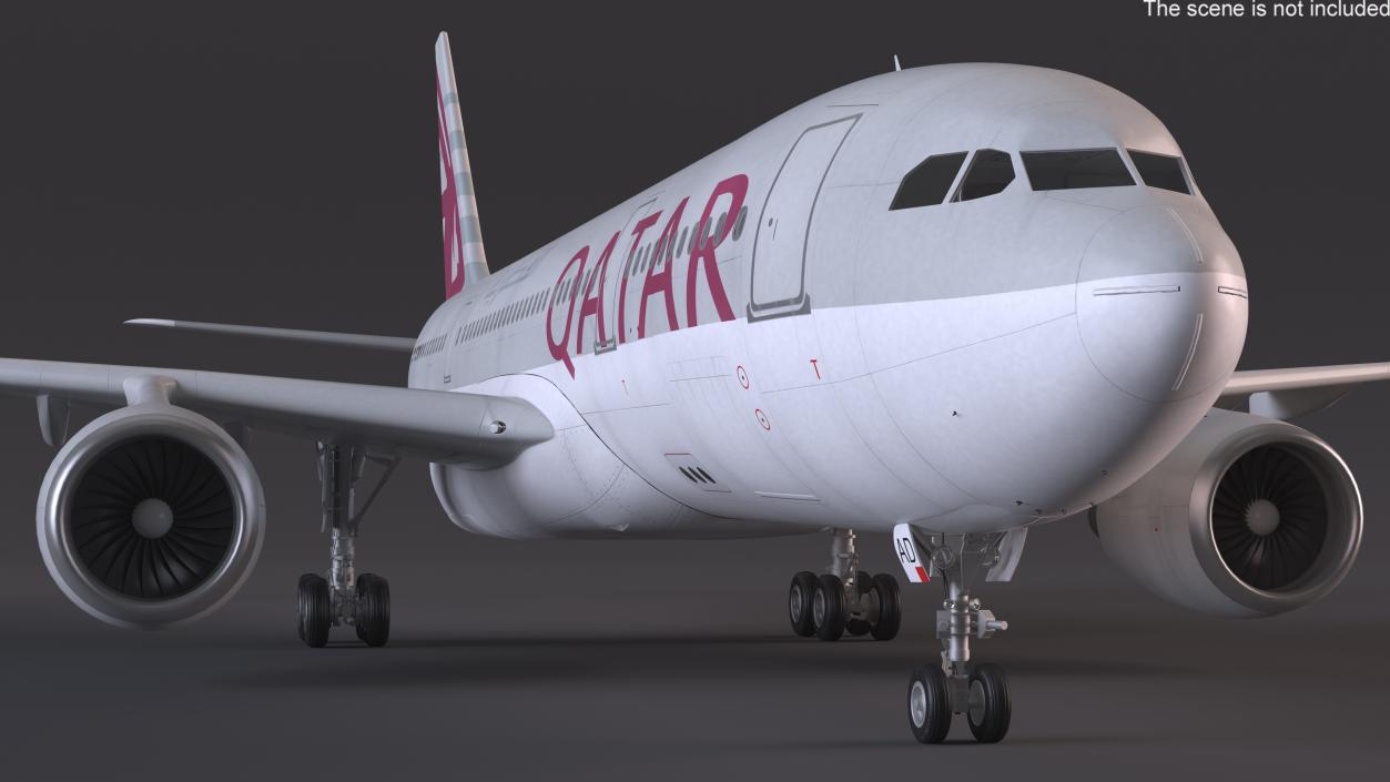 3D Airbus A330-200 Qatar Airways Rigged