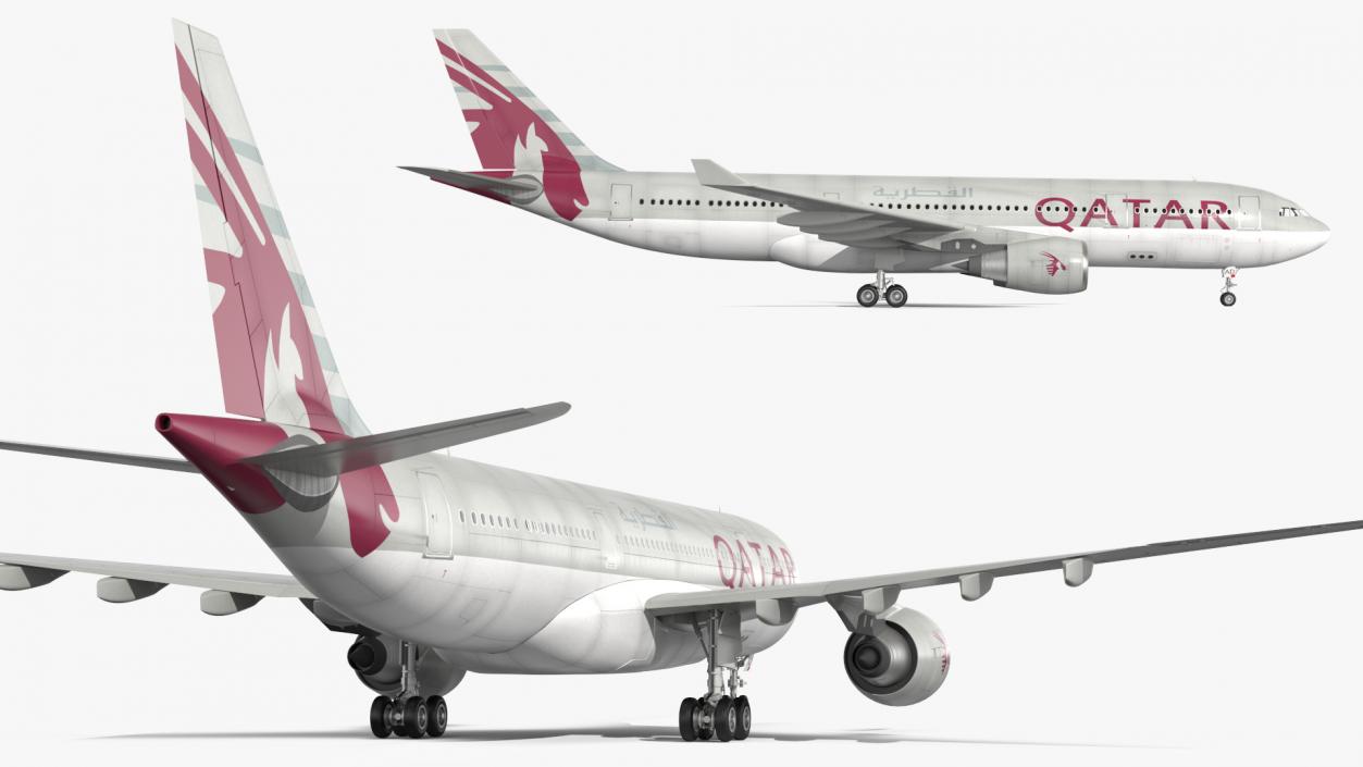 3D Airbus A330-200 Qatar Airways Rigged