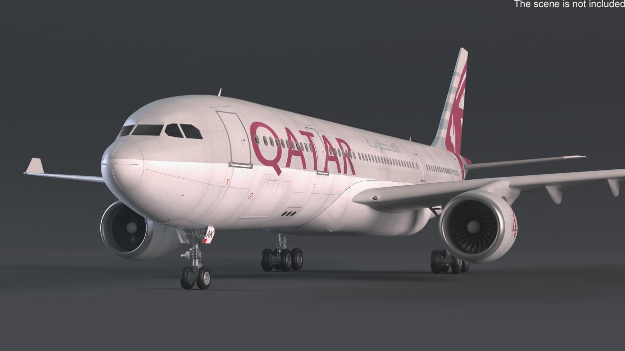 3D Airbus A330-200 Qatar Airways Rigged