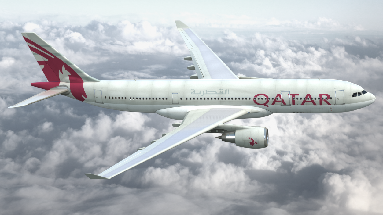 3D Airbus A330-200 Qatar Airways Rigged