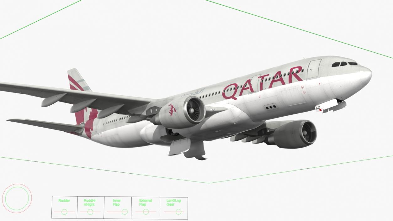 3D Airbus A330-200 Qatar Airways Rigged