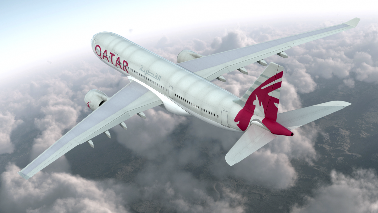 3D Airbus A330-200 Qatar Airways Rigged