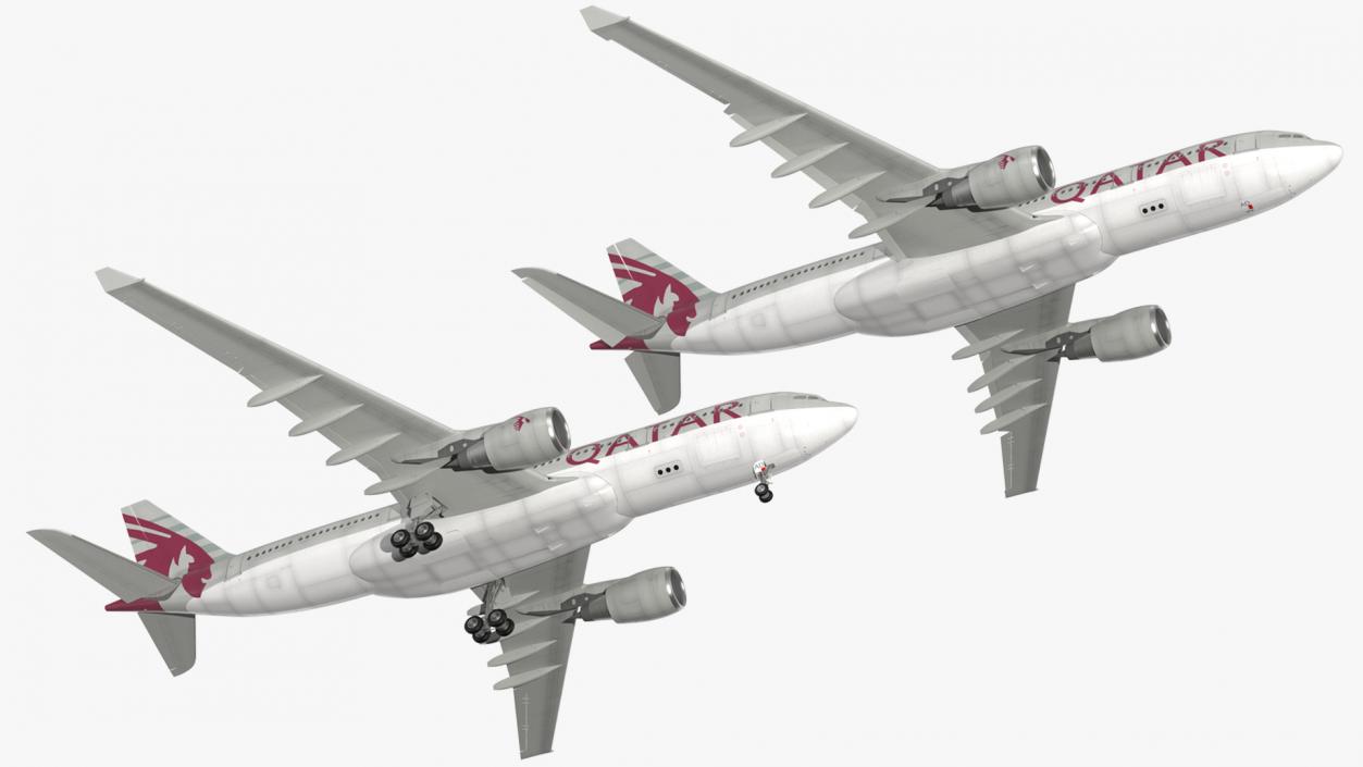 3D Airbus A330-200 Qatar Airways Rigged