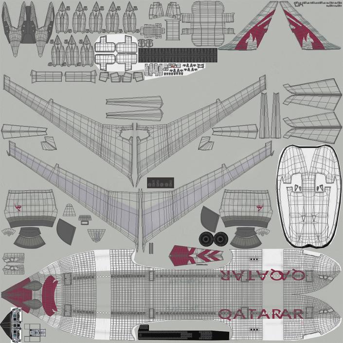 3D Airbus A330-200 Qatar Airways Rigged