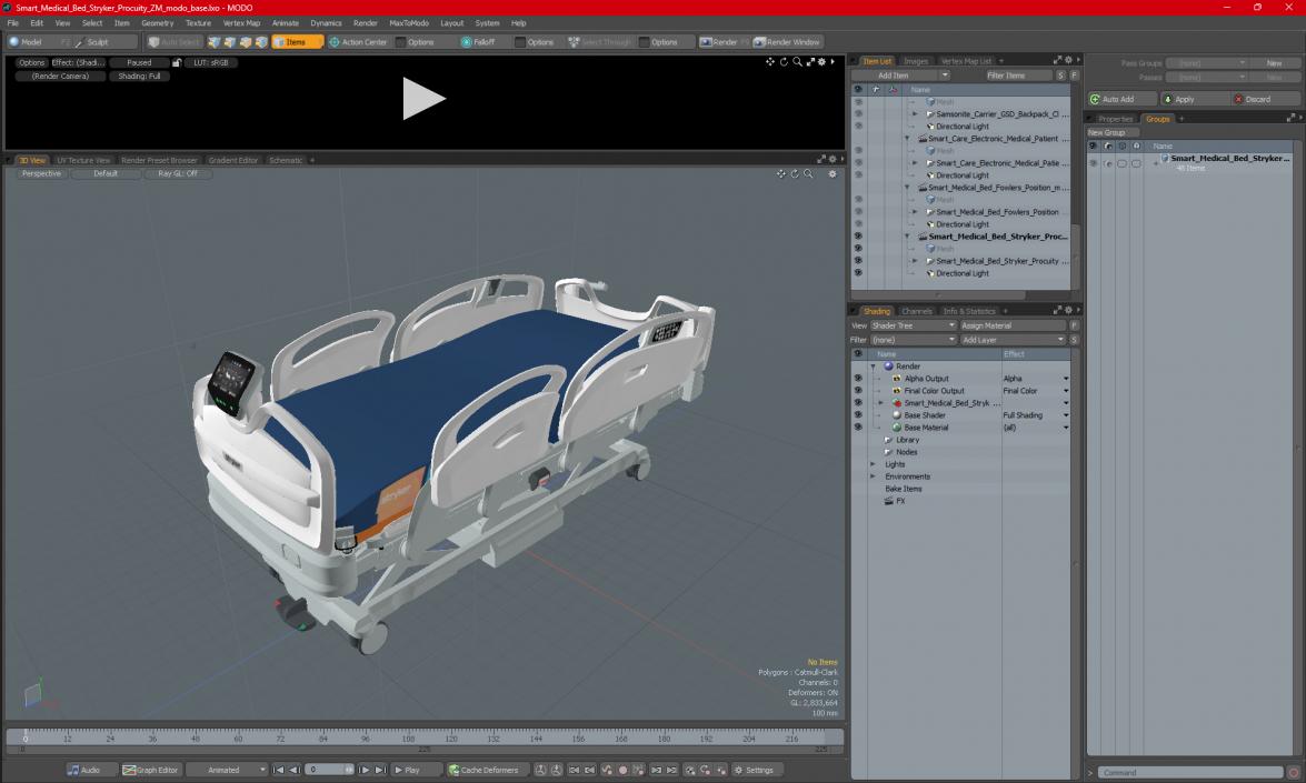 Smart Medical Bed Stryker Procuity ZM 3D