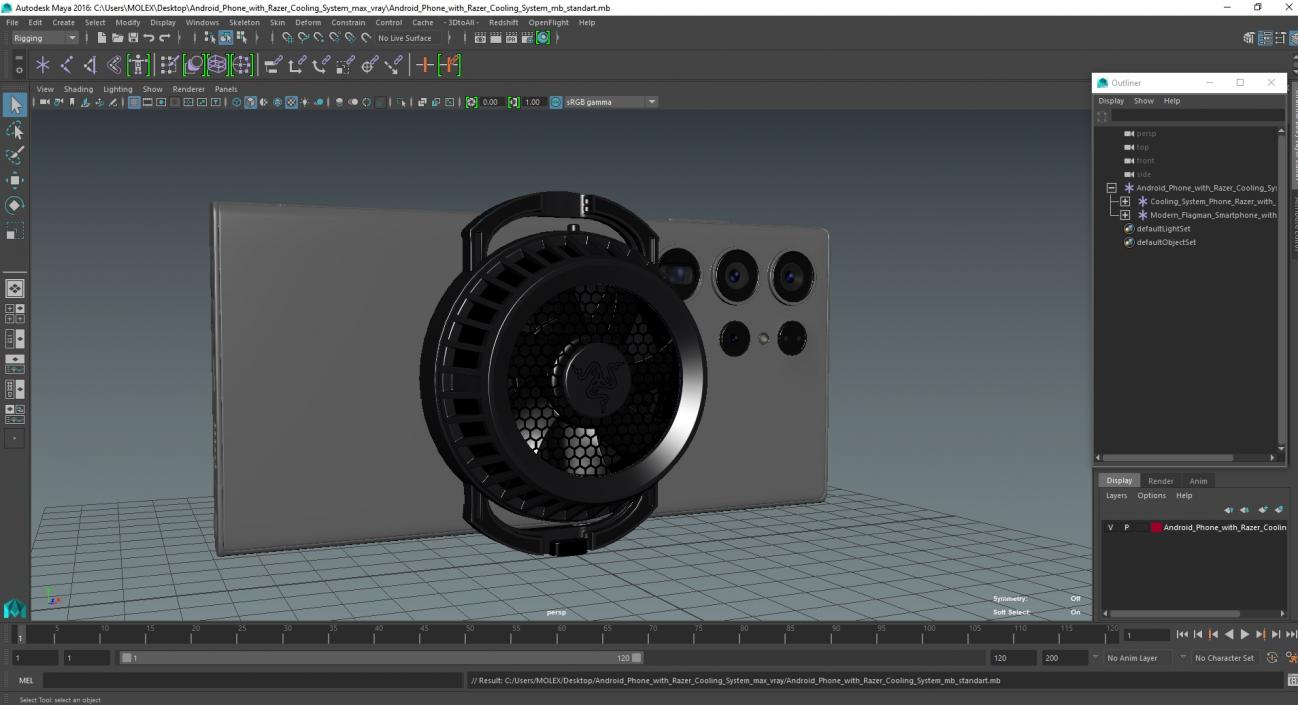 Android Phone with Razer Cooling System 3D model