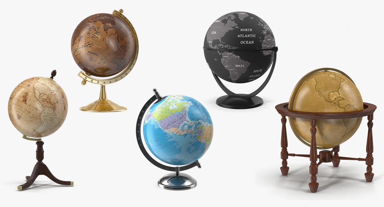 3D World Globes with Stand Collection 3