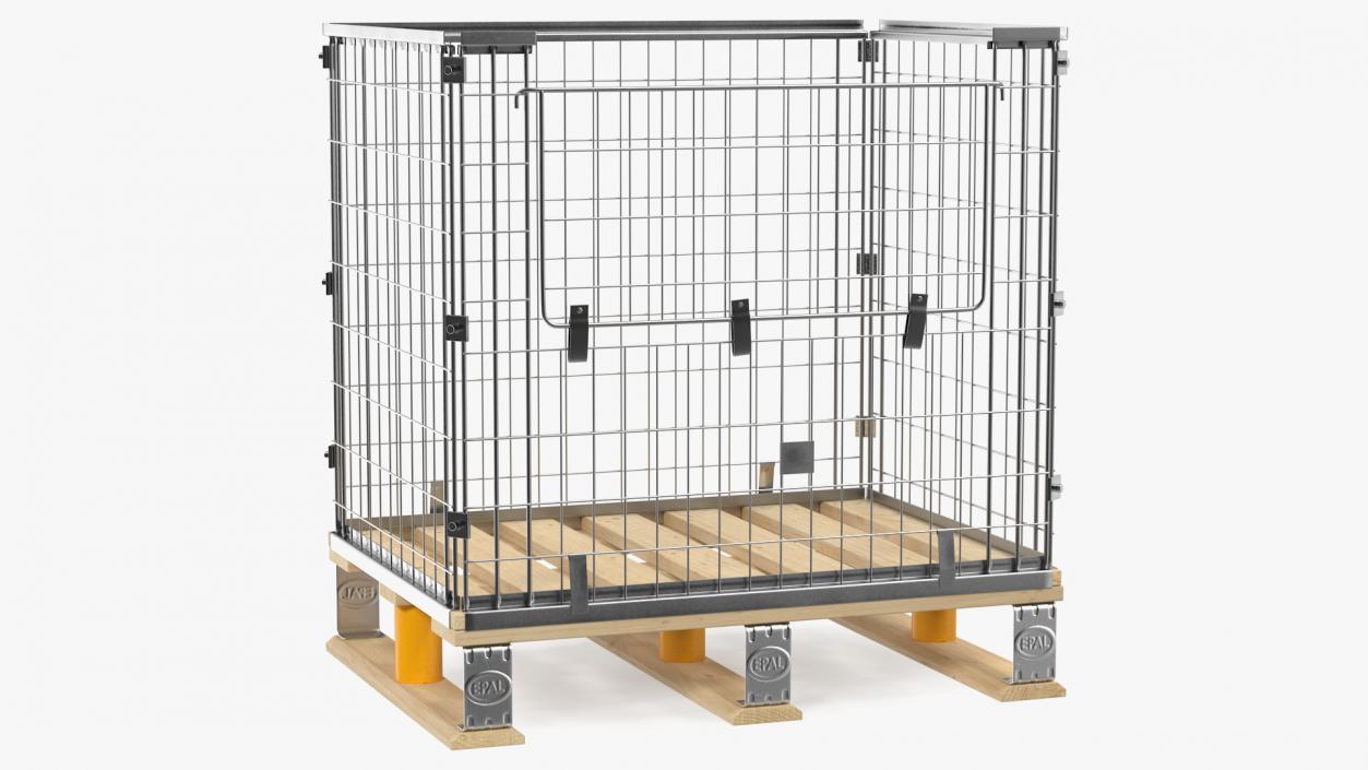 Mesh Cage on EPAL Euro Pallet 3D model