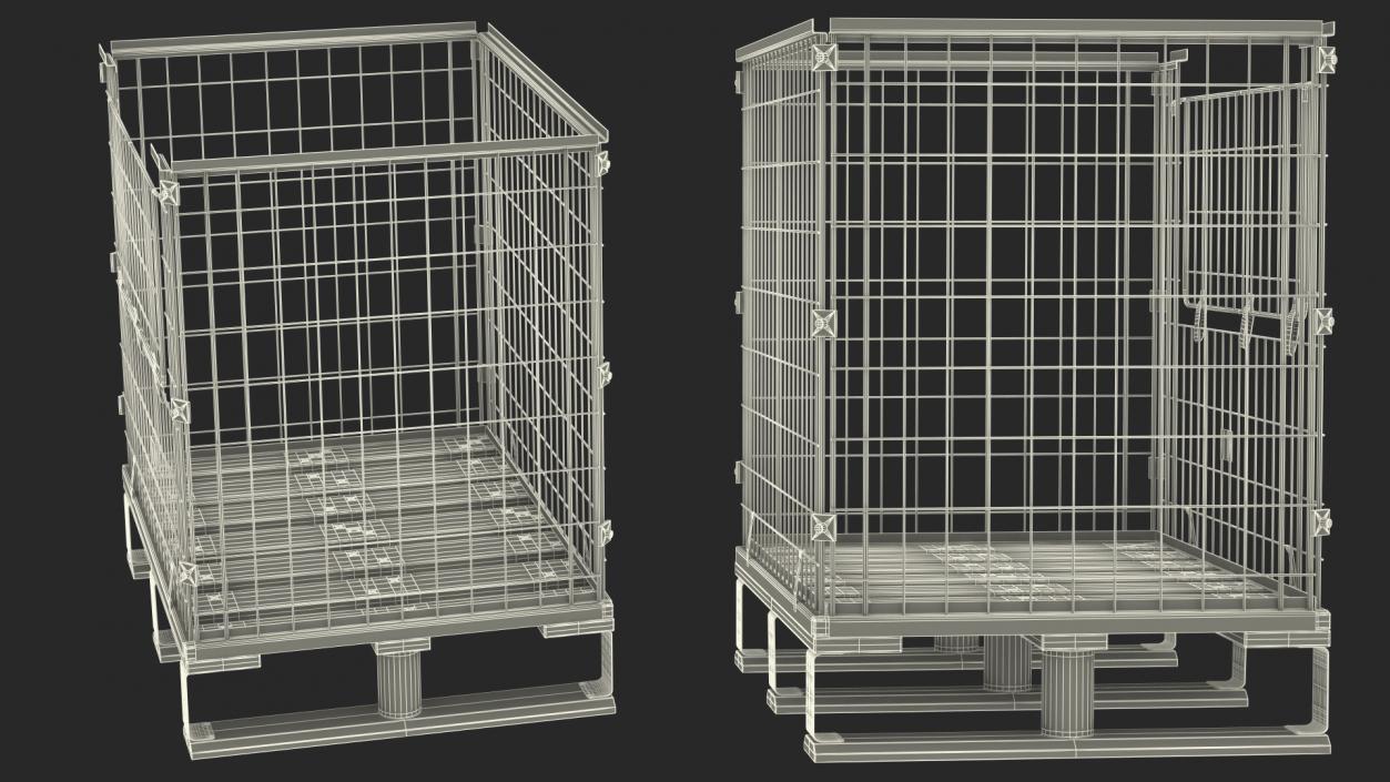 Mesh Cage on EPAL Euro Pallet 3D model