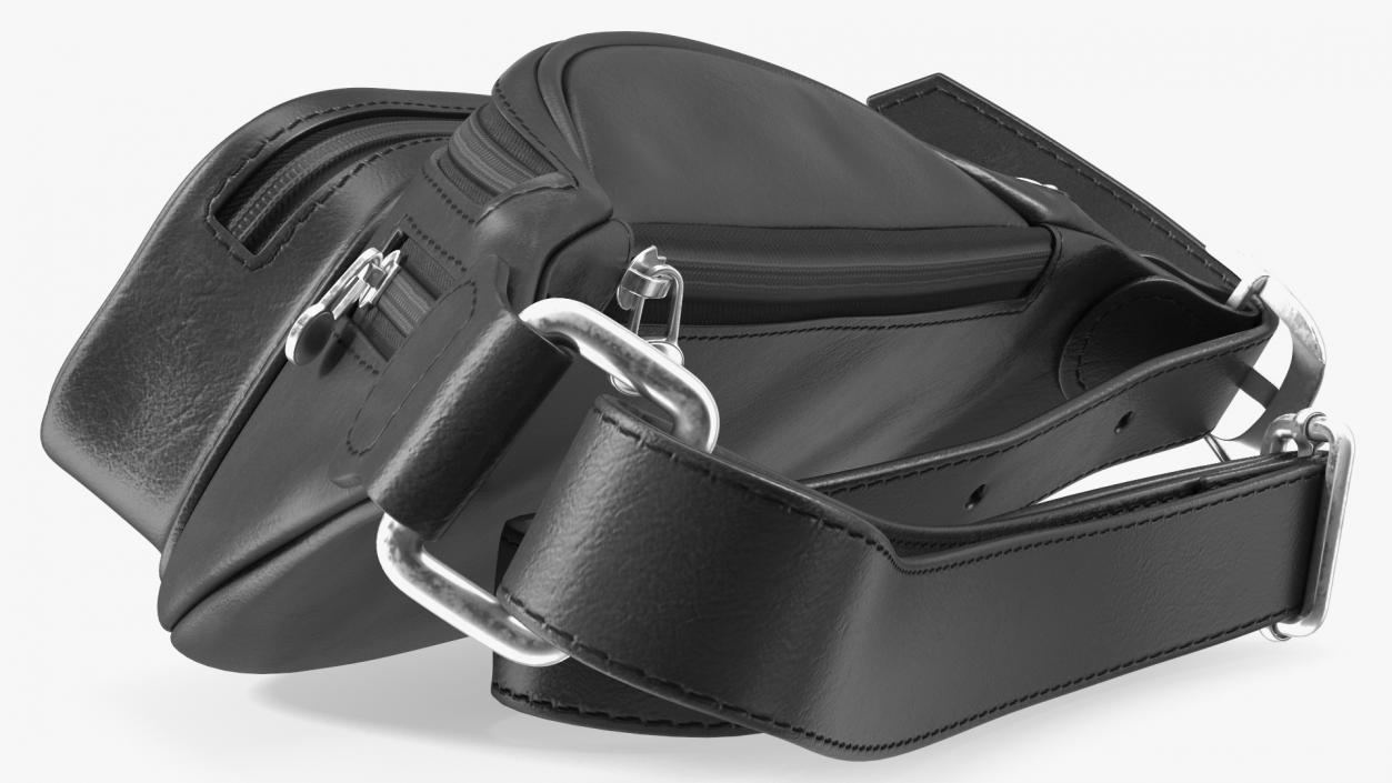 3D model Black Leather Waist Bag Folded