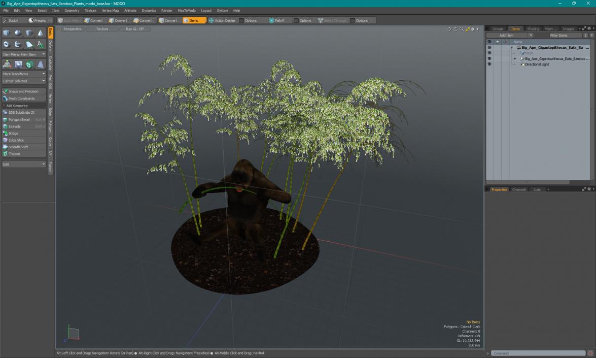 Big Ape Gigantopithecus Eats Bamboo Plants 3D