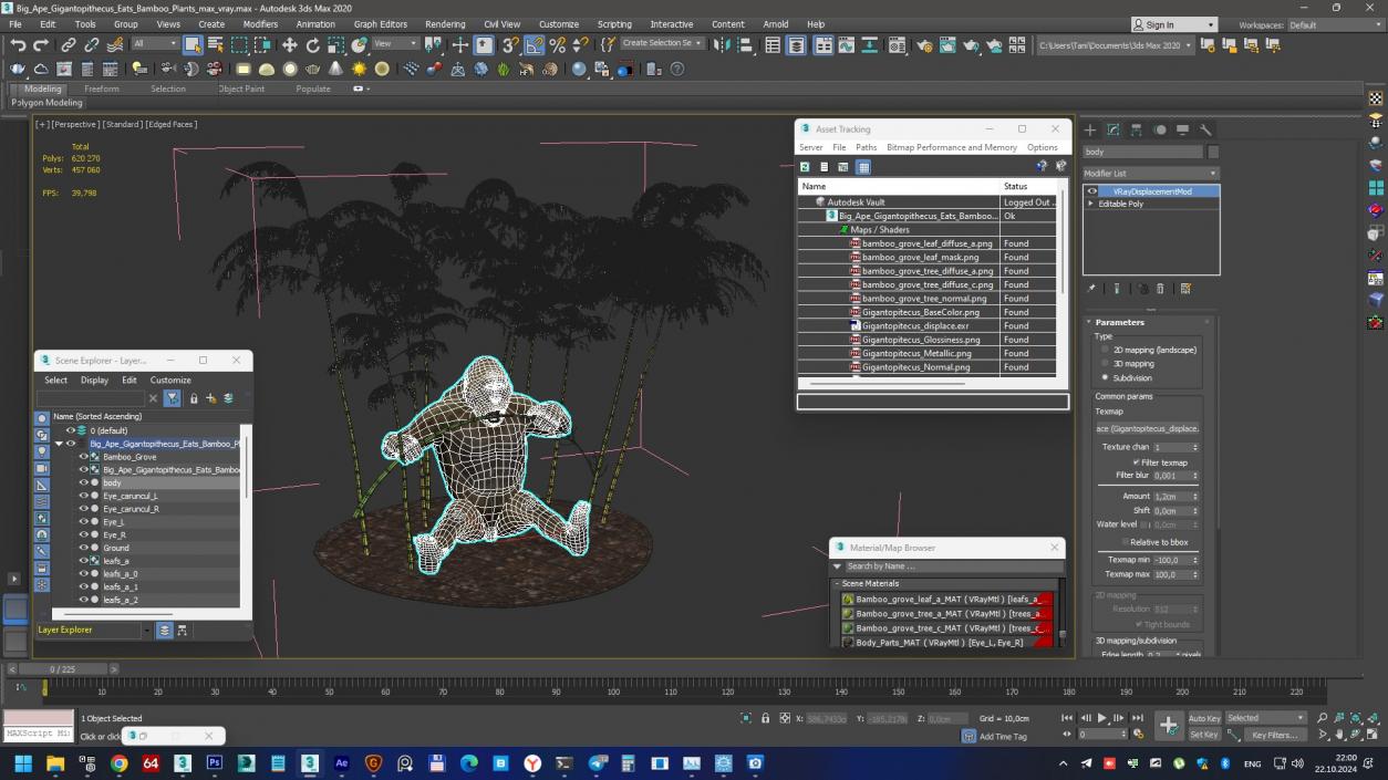 Big Ape Gigantopithecus Eats Bamboo Plants 3D