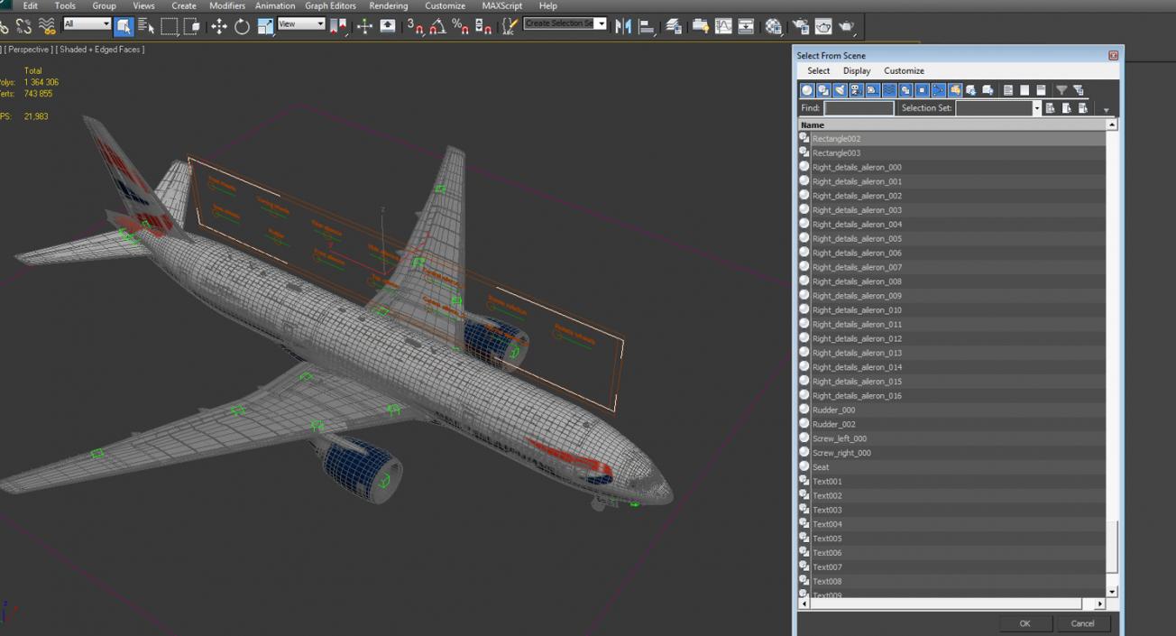 Boeing 777-200 British Airways Rigged 3D