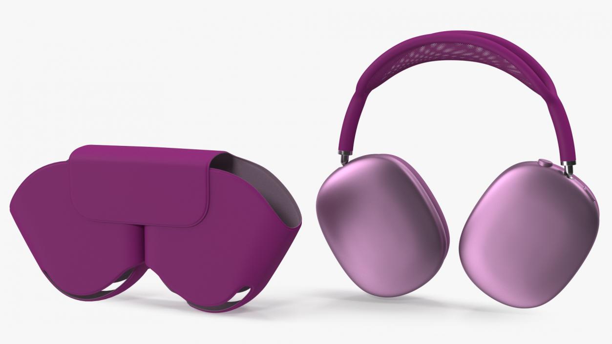 Headphones with Case Purple 3D