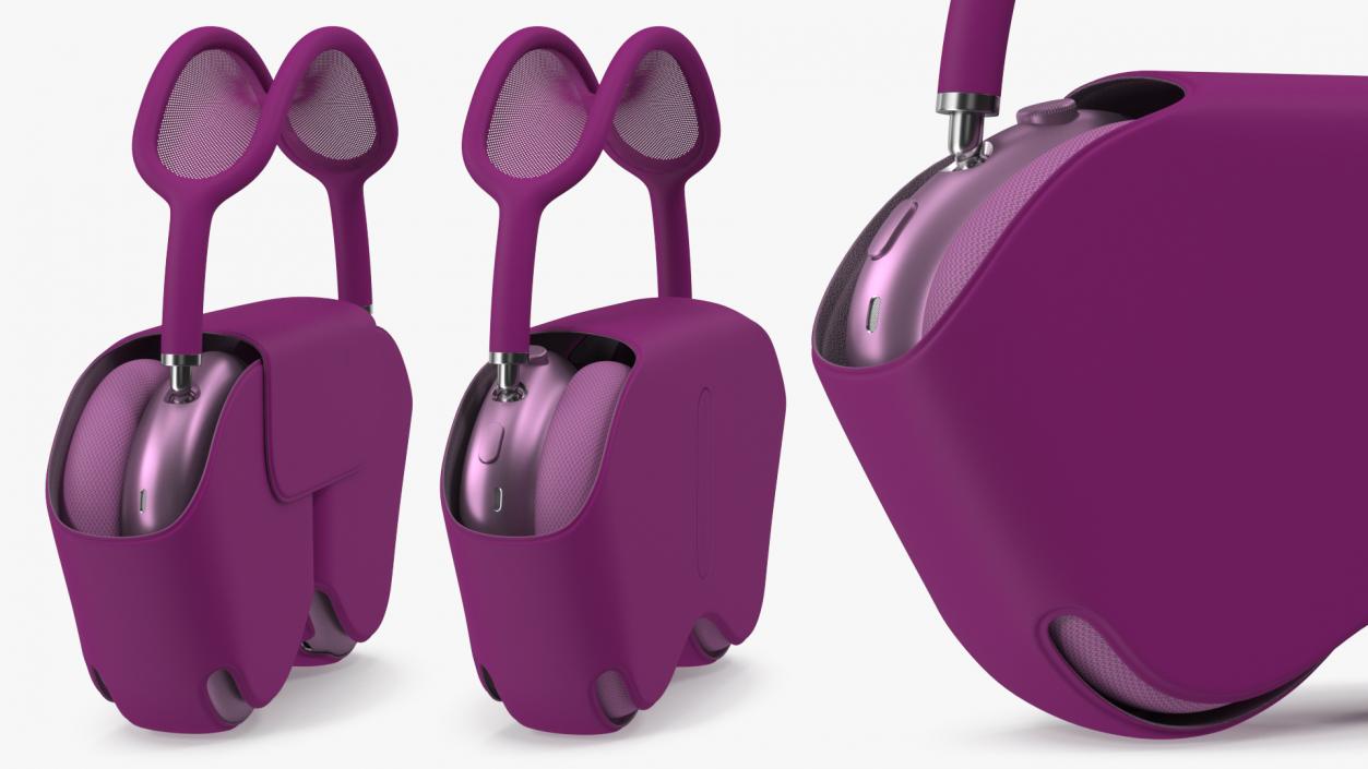 Headphones with Case Purple 3D