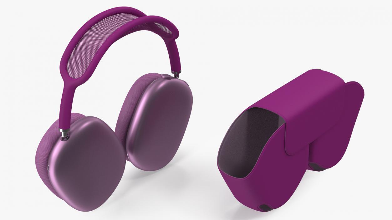 Headphones with Case Purple 3D