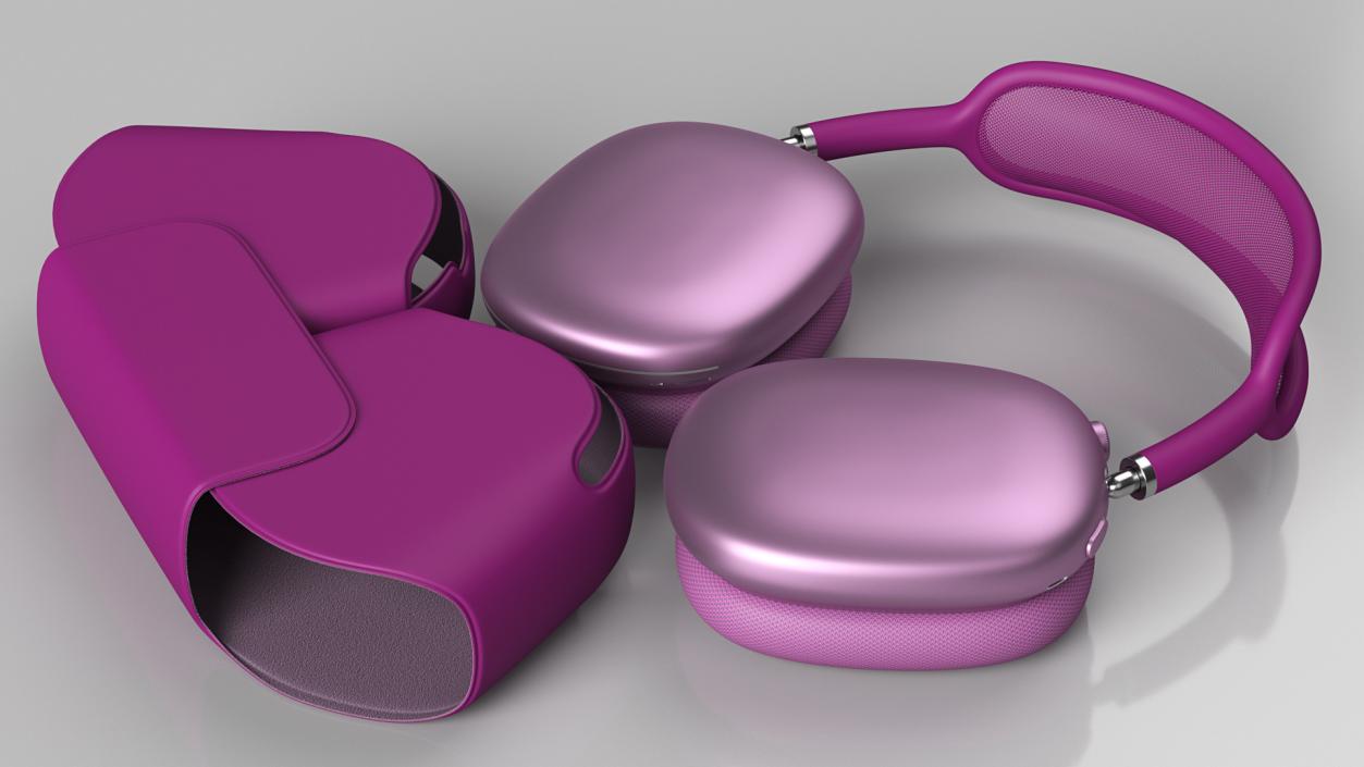 Headphones with Case Purple 3D