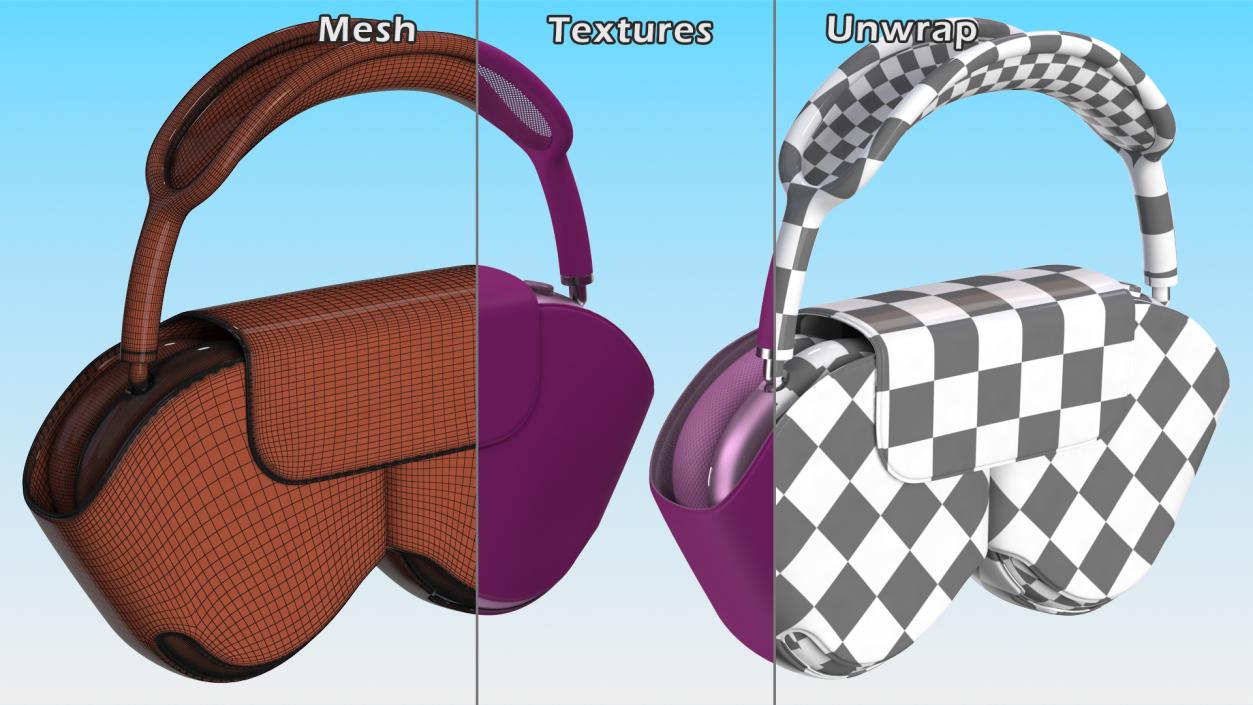 Headphones with Case Purple 3D