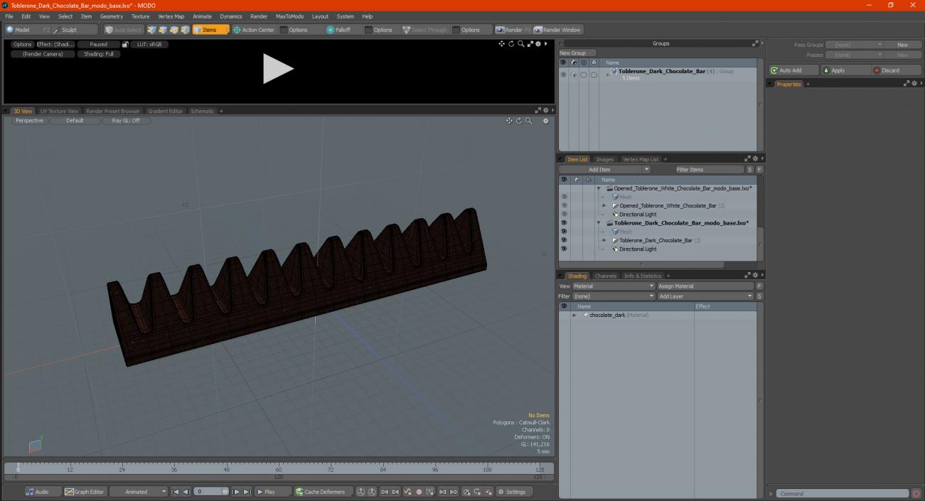 3D Toblerone Dark Chocolate Bar model