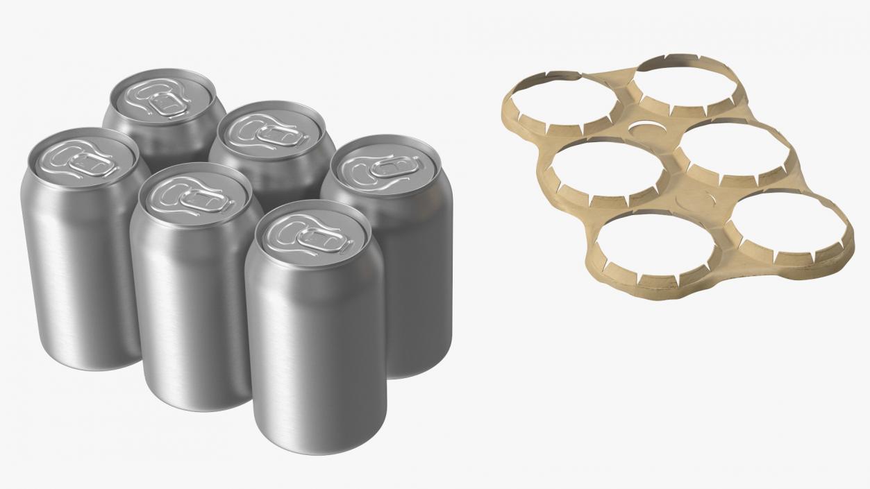 Can Collar Small Can Cardboard Holder 6 Pack 3D model