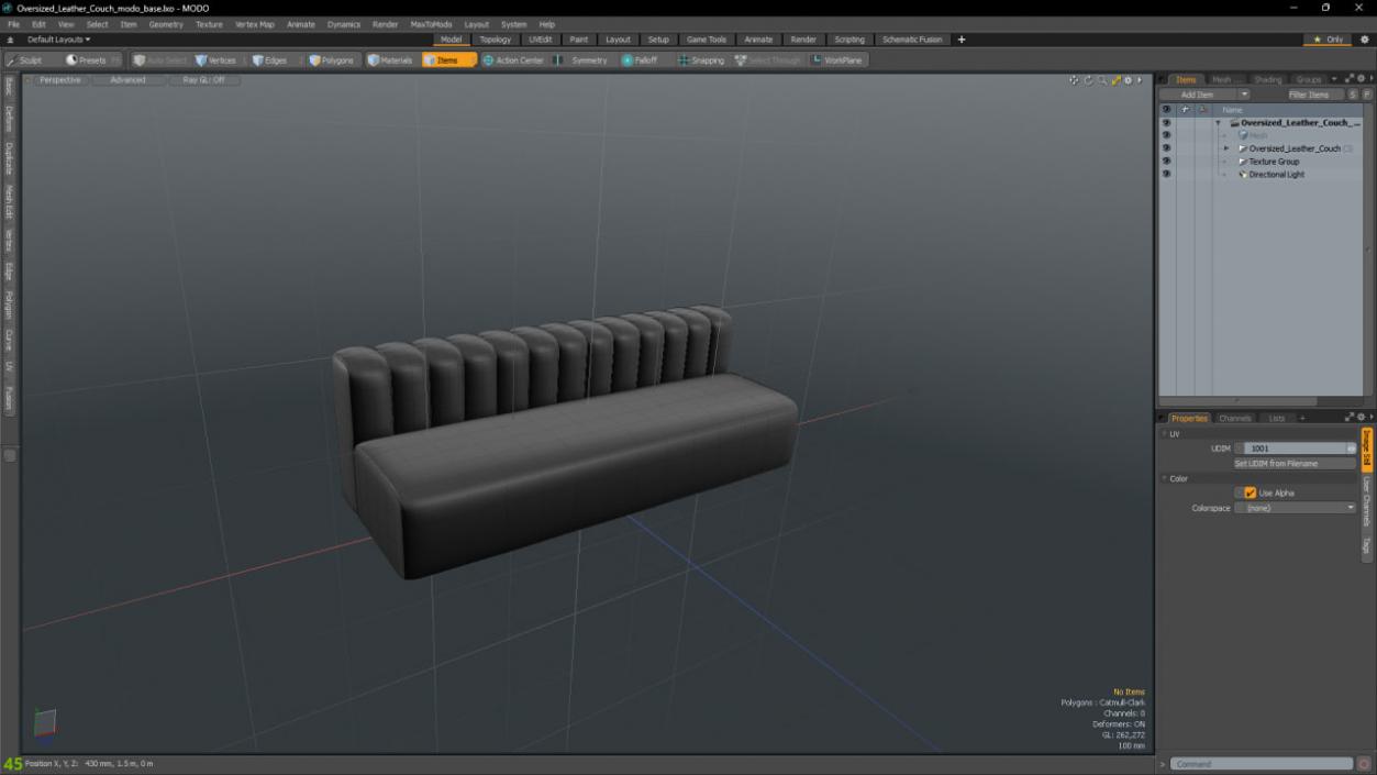 3D Oversized Leather Couch model