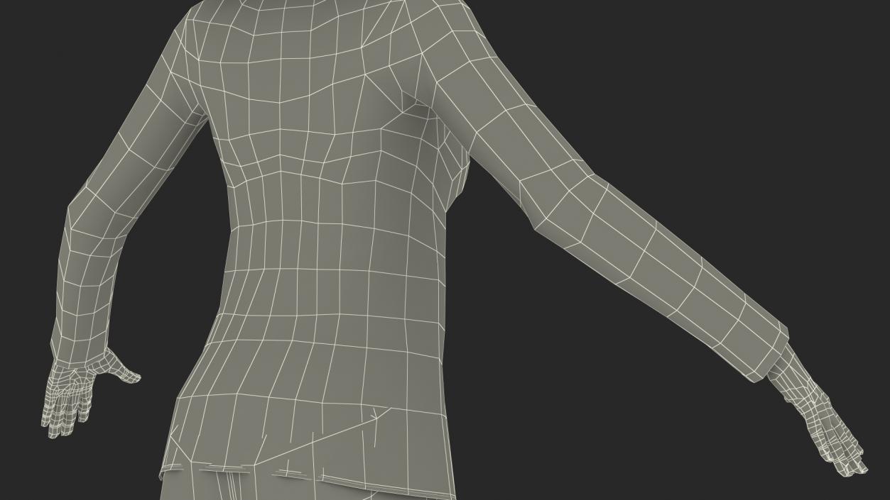 Asian Woman wearing Satin Pijama T Pose 3D model