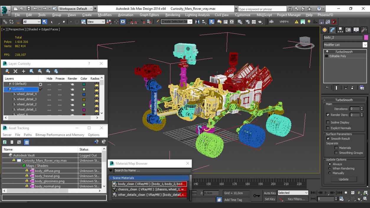 3D model Curiosity Mars Rover