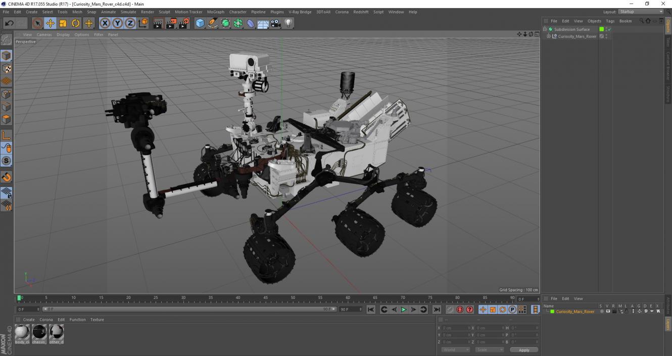 3D model Curiosity Mars Rover