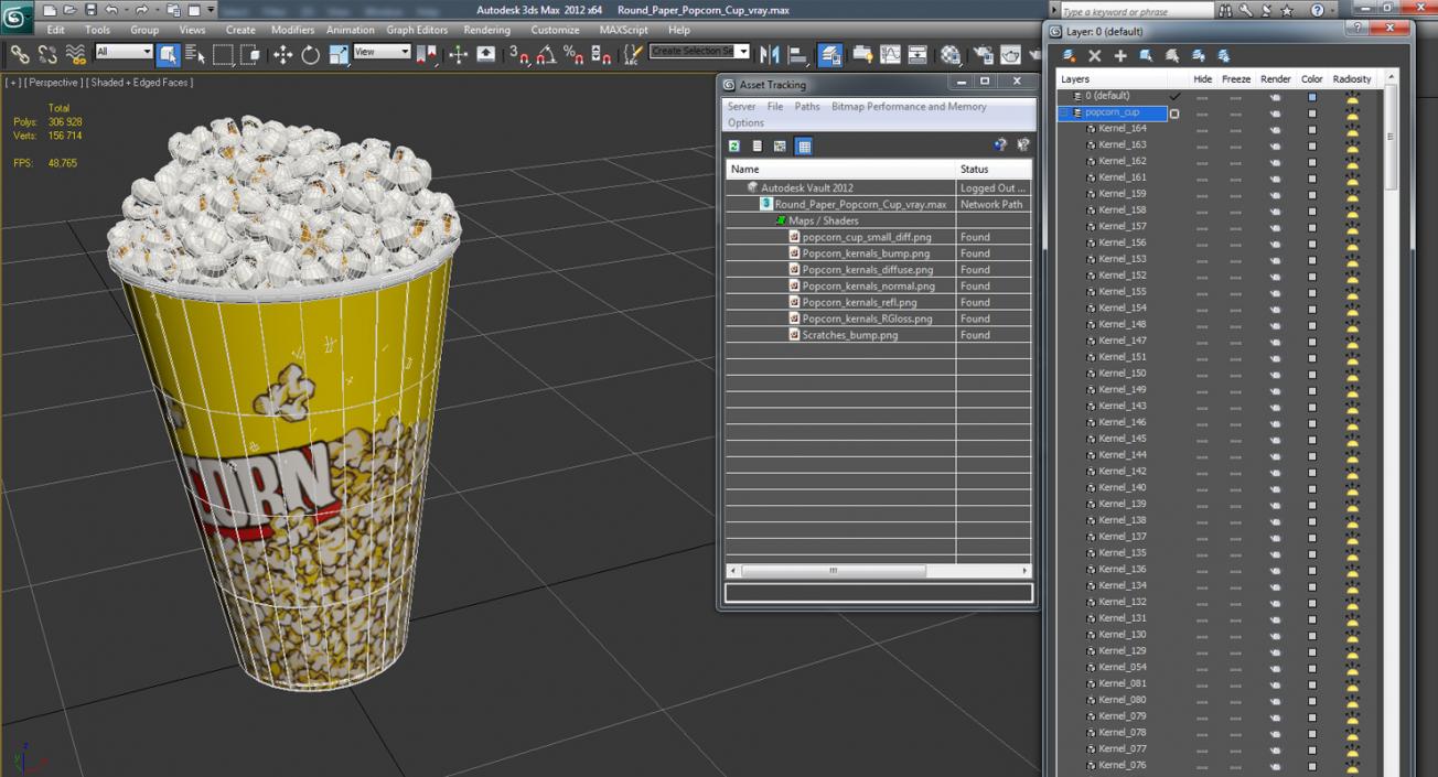 3D Round Paper Popcorn Cup model