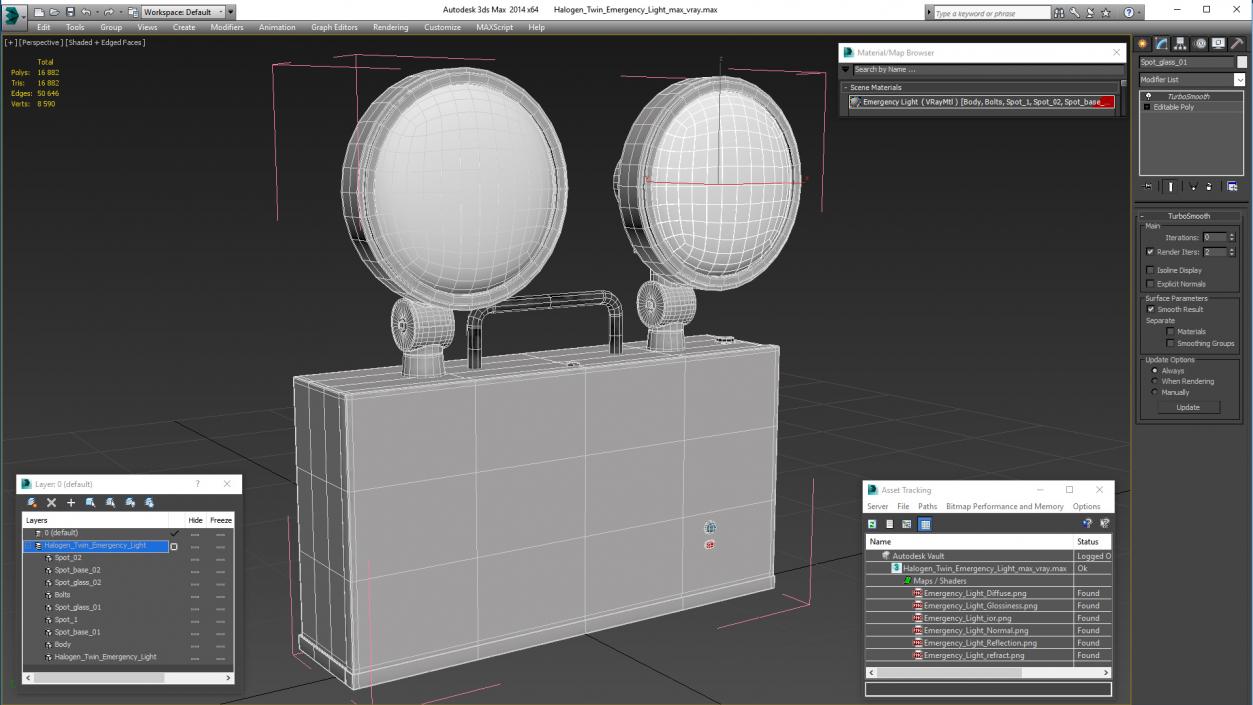 3D Halogen Twin Emergency Light model