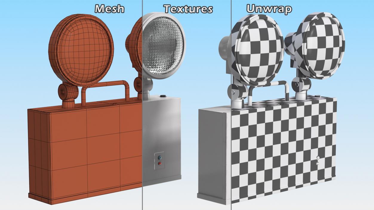 3D Halogen Twin Emergency Light model